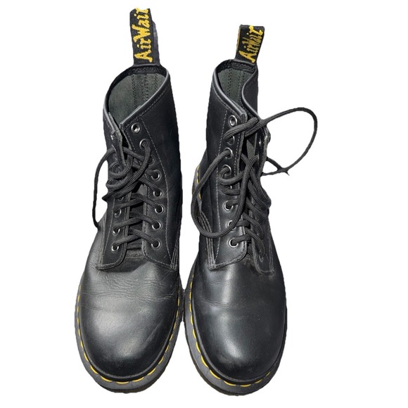 Dr. Martens Shoes - Dr. Martens 1460 Black Smooth Leather 8-Eye Lace Up Boots Women Sz 9 Men Sz 8
